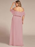 Plus Size Off the Shoulder Formal Bridesmaid Dress with Thigh Split – Dusty Rose