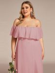 Plus Size Off the Shoulder Formal Bridesmaid Dress with Thigh Split – Dusty Rose