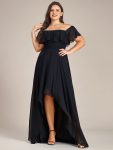 Plus Size Flowy Chiffon High-Low Off The Shoulder Bridesmaid Dress – Black