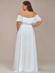 Plus Size Flowy Chiffon High-Low Off The Shoulder Bridesmaid Dress – White