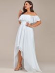 Plus Size Flowy Chiffon High-Low Off The Shoulder Bridesmaid Dress – White