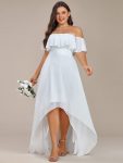 Plus Size Flowy Chiffon High-Low Off The Shoulder Bridesmaid Dress – White