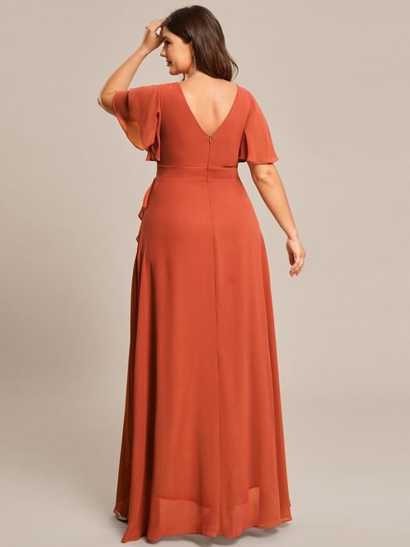 Charming Chiffon Bridesmaid Dress with Lotus Leaf Hemline - Burnt Orange