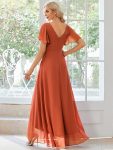 Charming Chiffon Bridesmaid Dress with Lotus Leaf Hemline – Burnt Orange