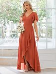 Charming Chiffon Bridesmaid Dress with Lotus Leaf Hemline - Burnt Orange