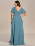 Charming Chiffon Bridesmaid Dress with Lotus Leaf Hemline – Dusty Blue