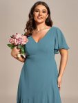 Charming Chiffon Bridesmaid Dress with Lotus Leaf Hemline – Dusty Blue