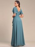 Charming Chiffon Bridesmaid Dress with Lotus Leaf Hemline – Dusty Blue