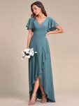 Charming Chiffon Bridesmaid Dress with Lotus Leaf Hemline – Dusty Blue