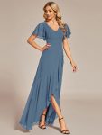 Charming Chiffon Bridesmaid Dress with Lotus Leaf Hemline – Dusty Navy