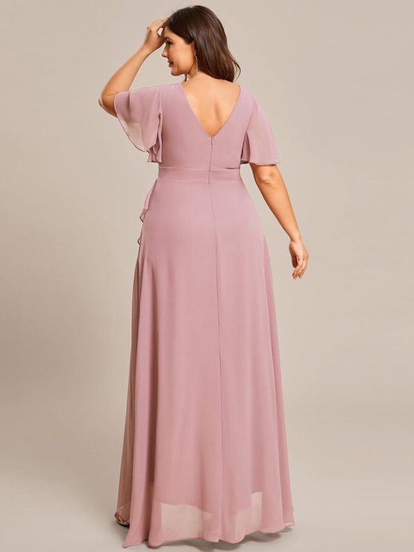 Charming Chiffon Bridesmaid Dress with Lotus Leaf Hemline - Dusty Rose