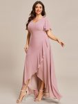 Plus Size Elegant Lotus Sleeves Chiffon Bridesmaid Dress – Dusty Rose