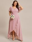 Plus Size Elegant Lotus Sleeves Chiffon Bridesmaid Dress – Dusty Rose