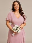 Plus Size Elegant Lotus Sleeves Chiffon Bridesmaid Dress – Dusty Rose