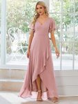 Charming Chiffon Bridesmaid Dress with Lotus Leaf Hemline – Dusty Rose