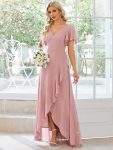 Charming Chiffon Bridesmaid Dress with Lotus Leaf Hemline – Dusty Rose