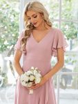 Charming Chiffon Bridesmaid Dress with Lotus Leaf Hemline – Dusty Rose