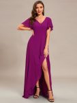 Charming Chiffon Bridesmaid Dress with Lotus Leaf Hemline – Fuchsia