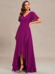 Charming Chiffon Bridesmaid Dress with Lotus Leaf Hemline – Fuchsia