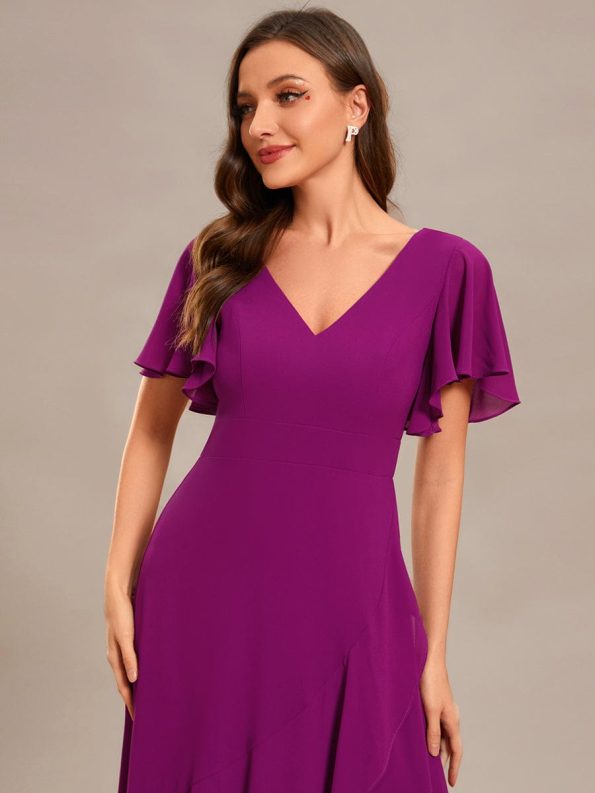 Charming Chiffon Bridesmaid Dress with Lotus Leaf Hemline - Fuchsia