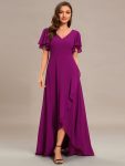 Charming Chiffon Bridesmaid Dress with Lotus Leaf Hemline – Fuchsia