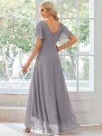 Charming Chiffon Bridesmaid Dress with Lotus Leaf Hemline – Grey