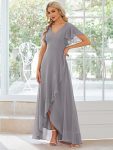 Charming Chiffon Bridesmaid Dress with Lotus Leaf Hemline – Grey