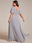 Plus Size Elegant Lotus Sleeves Chiffon Bridesmaid Dress – Grey