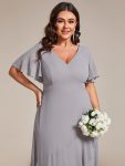 Plus Size Elegant Lotus Sleeves Chiffon Bridesmaid Dress – Grey