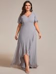 Plus Size Elegant Lotus Sleeves Chiffon Bridesmaid Dress – Grey