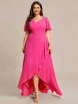 Plus Size Elegant Lotus Sleeves Chiffon Bridesmaid Dress – Hot Pink