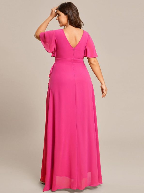 Charming Chiffon Bridesmaid Dress with Lotus Leaf Hemline - Hot Pink