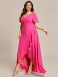 Charming Chiffon Bridesmaid Dress with Lotus Leaf Hemline – Hot Pink