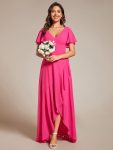 Charming Chiffon Bridesmaid Dress with Lotus Leaf Hemline – Hot Pink