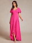 Charming Chiffon Bridesmaid Dress with Lotus Leaf Hemline – Hot Pink