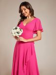 Charming Chiffon Bridesmaid Dress with Lotus Leaf Hemline – Hot Pink