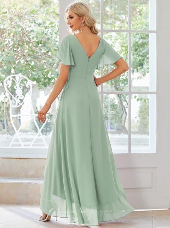 Charming Chiffon Bridesmaid Dress with Lotus Leaf Hemline - Mint Green