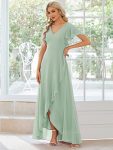 Charming Chiffon Bridesmaid Dress with Lotus Leaf Hemline – Mint Green