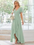 Charming Chiffon Bridesmaid Dress with Lotus Leaf Hemline – Mint Green