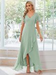 Charming Chiffon Bridesmaid Dress with Lotus Leaf Hemline – Mint Green