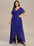 Charming Chiffon Bridesmaid Dress with Lotus Leaf Hemline – Sapphire Blue