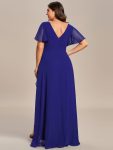 Charming Chiffon Bridesmaid Dress with Lotus Leaf Hemline – Sapphire Blue