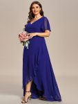 Plus Size Elegant Lotus Sleeves Chiffon Bridesmaid Dress – Sapphire Blue