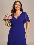 Charming Chiffon Bridesmaid Dress with Lotus Leaf Hemline – Sapphire Blue