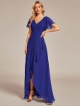 Charming Chiffon Bridesmaid Dress with Lotus Leaf Hemline – Sapphire Blue