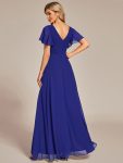 Charming Chiffon Bridesmaid Dress with Lotus Leaf Hemline – Sapphire Blue