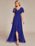 Charming Chiffon Bridesmaid Dress with Lotus Leaf Hemline – Sapphire Blue