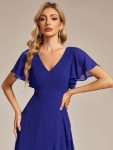 Charming Chiffon Bridesmaid Dress with Lotus Leaf Hemline – Sapphire Blue