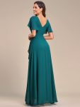 Charming Chiffon Bridesmaid Dress with Lotus Leaf Hemline – Teal