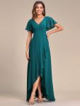 Charming Chiffon Bridesmaid Dress with Lotus Leaf Hemline – Teal